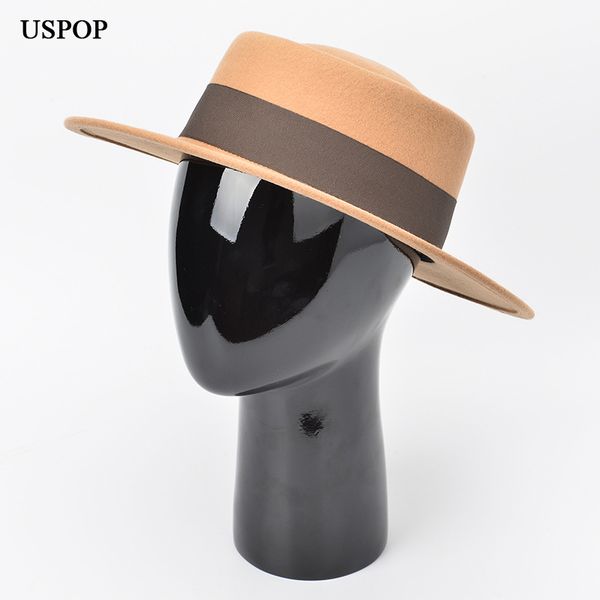 

uspop 2020 new women winter hats 100% wool hats wool fedoras, Blue;gray