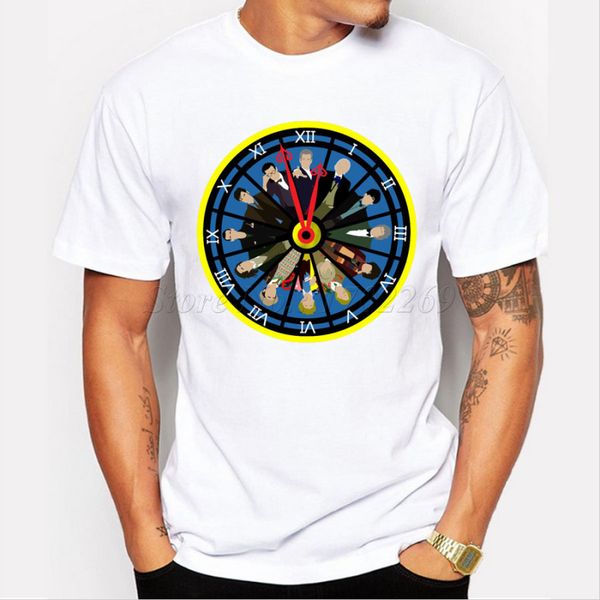 

2019 fashion dr who clock creative cartoon printed men t-shirt doctor who hipster male casual funny customized tee