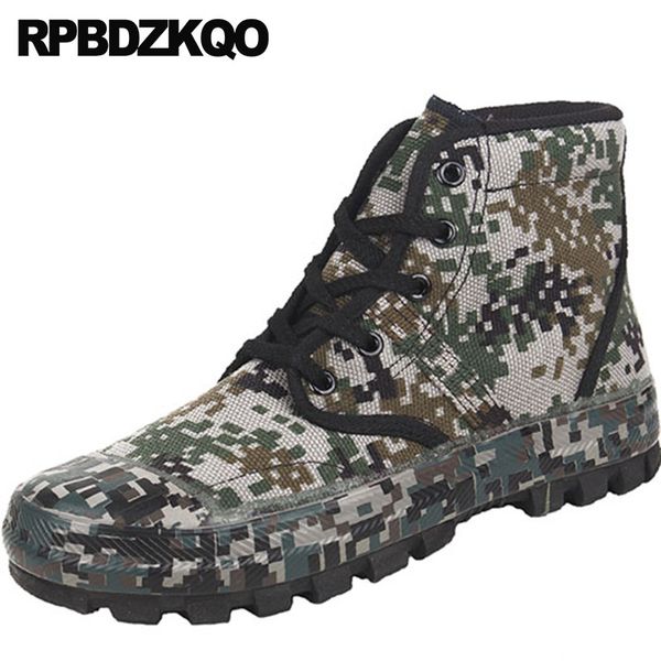 

2020 autumn camouflage big size fall men's shoes plus short canvas footwear boots designer lace up ankle booties flat male, Black