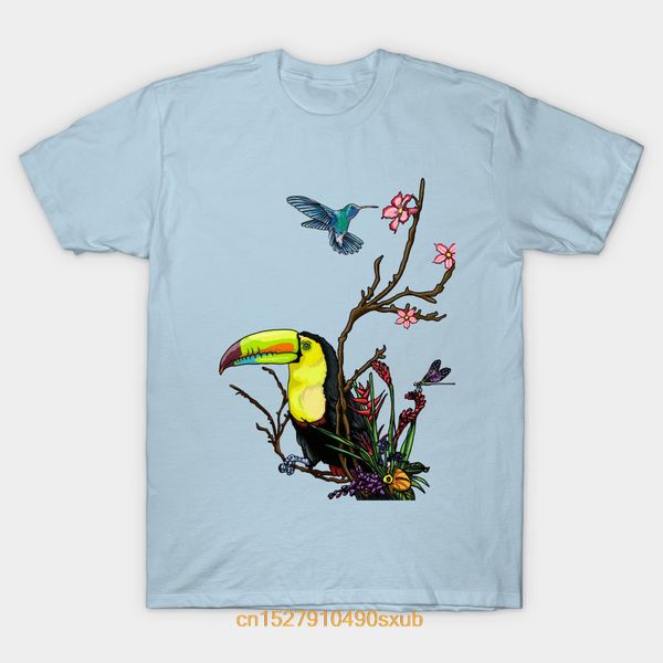 

men's print casual 100% cotton t-shirt popular toucan birds classic t-shirt