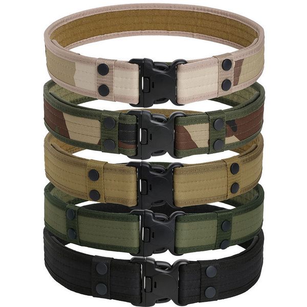 

towork waist support combat canvas duty tactical sport belt with plastic buckle army adjustable outdoor fan hook loop waistband, Black;gray
