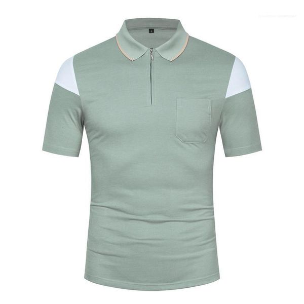 

solid color male clothing mens 2020 luxury designer polos summer short sleeve panelled loose stand collar, White;black