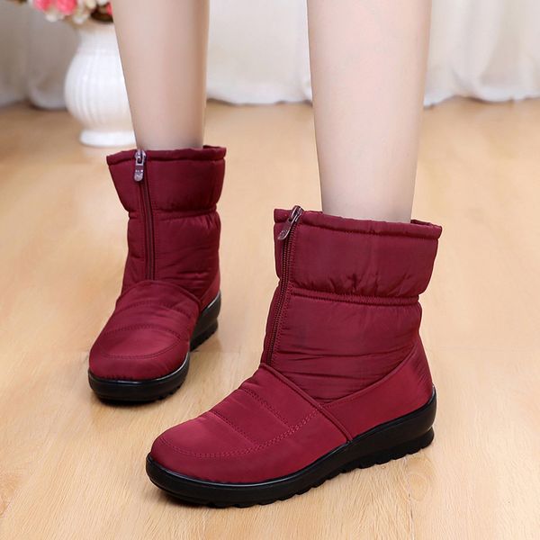 

women boots winter warm snow ankle boots anti-slip waterproof slip on outdoor shoes woman mid-calf plush shoes mujer a66, Black
