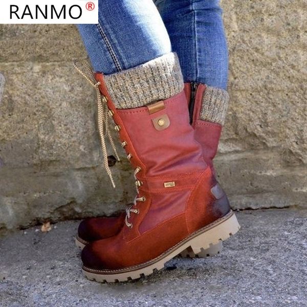 

2020 winter women's boots fashionable zipper mid-calf boots comfortable low-heeled round toe flat-bottom warm pu women's, Black