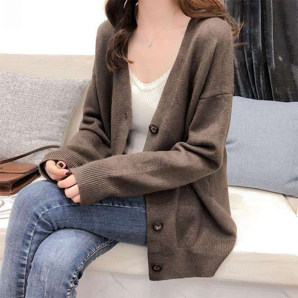 

women's knits & tees spot autumn sweater cardigan fashion 2021 show thin v-neck large coat, White