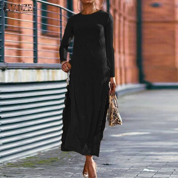 

zanzea женщины длинные рубашки 2020 мода sexy high split оборками блуза женская casual с длинным рукавом туники топы офиса chic blusas 7, White