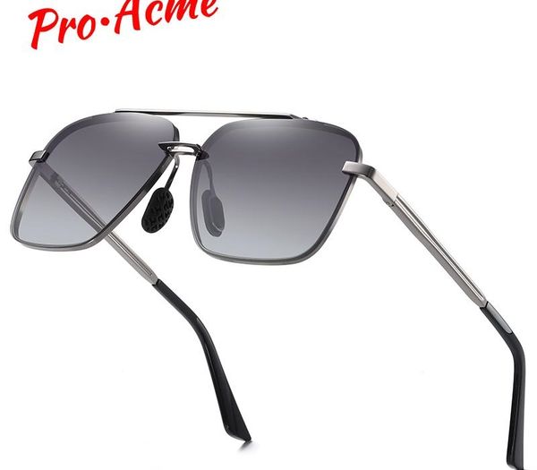 

pro acme brand design polarized sunglasses men gradient lens metal frame square sun glasses night vision eyewear uv400 pc1618, White;black