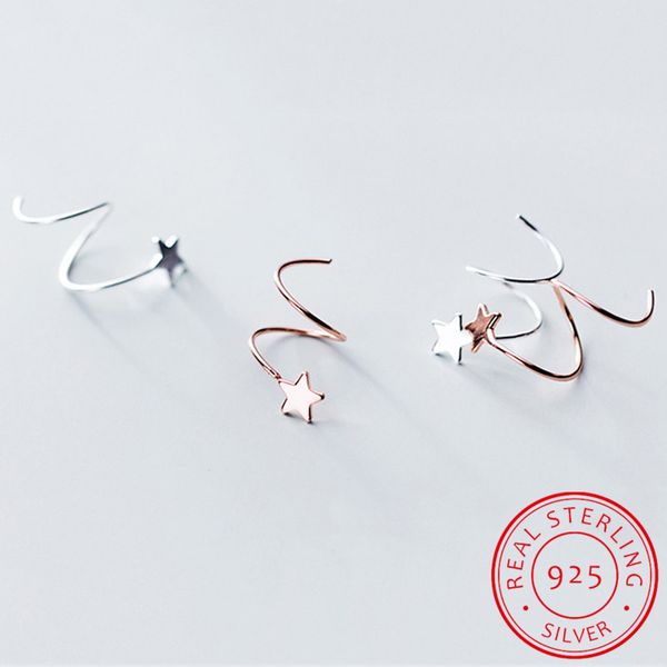 

модные 100% 925 sterling silver cute wave star обруч серьга для женщин party нежного аксессуара день рождение chic подарки, Golden;silver