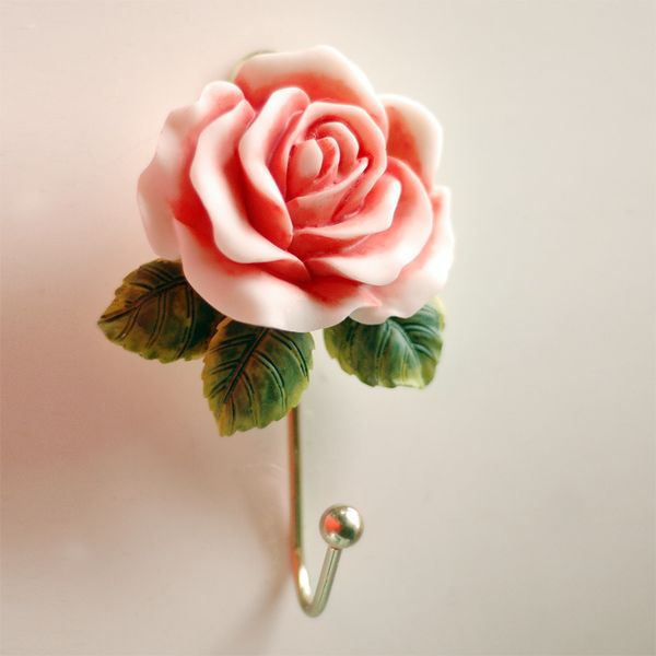

wall mounted vintage dress european pastoral rose cameo hat coat resin hook door clothes hanger bathroom towel