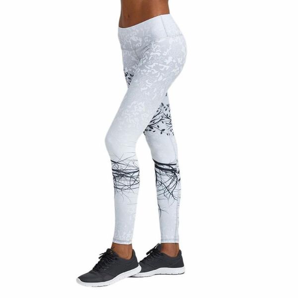 

yoga outfits 4-needle 6-thread digital tree print hips push-up elastic high-waisted leggings gym pants for women, White;red