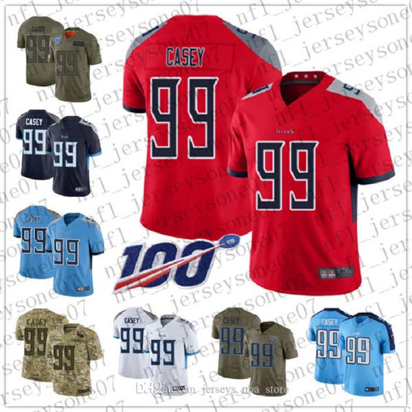 

2020 Custom Mens women youth tennessee titans 94 Austin Johnson 99 Jurrell Casey white Football 100th Season Vapor Limited Jersey