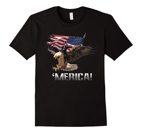 

2019 fashion summer style 'merica abe lincoln riding eagle t-shirt tee shirt