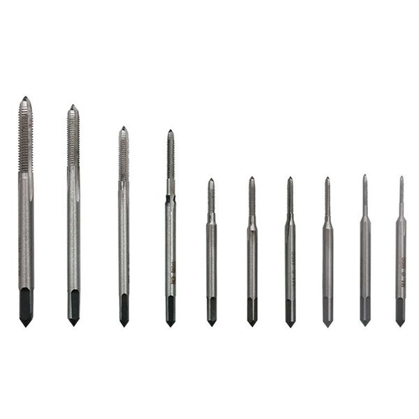 

10 pcs/set mini hand screw thread straight metric plug tap sets m1-m3.5 for clocks watches tapping --m25