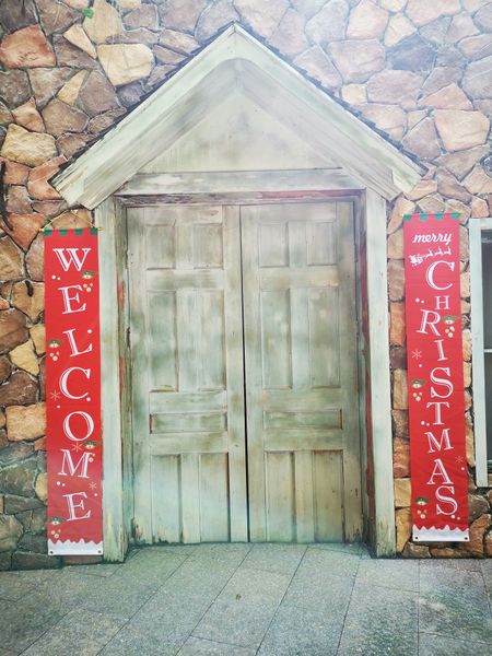 

christmas door curtain red bottom 300d oxford cloth flag hanging banner decoration