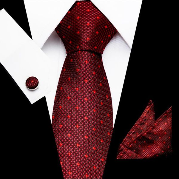 

wedding jacquard woven 7.5 cm 100%silk ties set for men red dot neckties for wedding business neck ties formal dress accessories, Black;gray