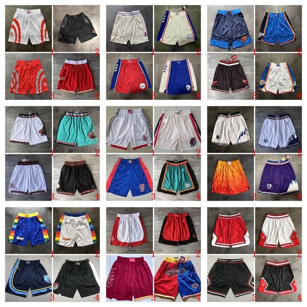

2020 new mens stitched 76ers nba angeles bulls lakers grizzlies rockets nuggets jazz blazers basketball shorts, Black;red