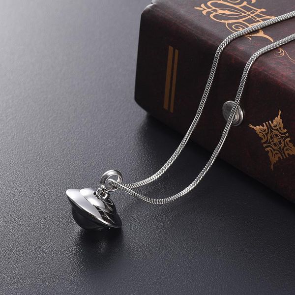

x022 flying saucer memorial necklace hold humen ashes keepsake, loss of love stainless steel cremation jewelry pendant, Silver