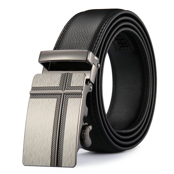 

cross-border new mens leather belt leather automatic checkoff leather waistband business simple belt factory direct sales agent, Black;brown