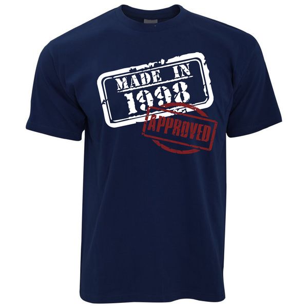 

men 2019 summer fashion selling 20th birthday mens t-shirt made in 1998 approved (distressed design) [2019] funny tees