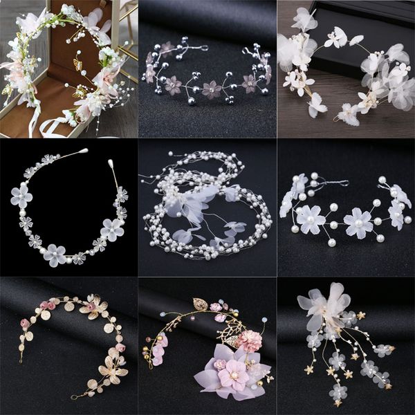 

elegant wedding headband sweet bride flower pearl crown fashion women beach travel hair wreath prom party hair accessories, Golden;silver