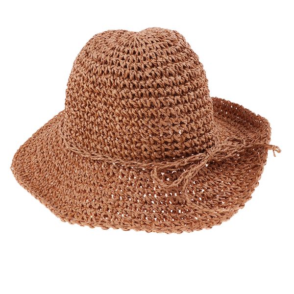 

girl kids summer wide brim floppy beach sun visor hat straw panama cap, Yellow