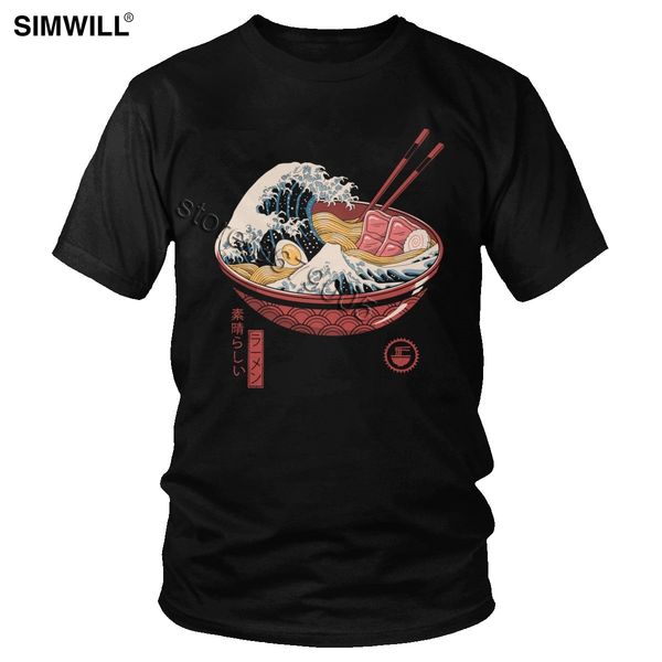 

male vintage streetwear t shirt men great ramen wave t-shirt classic japan ukiyo-e short sleeved cotton printing graphic tees