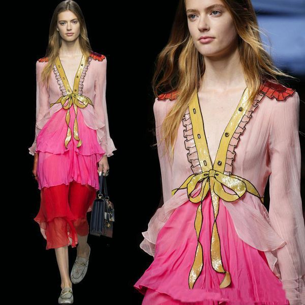 

sweet pink tulle deep-v sequin falbala collar bowknot layered runway formal dress paillette voile spangle boutique dress big show full dress, Black