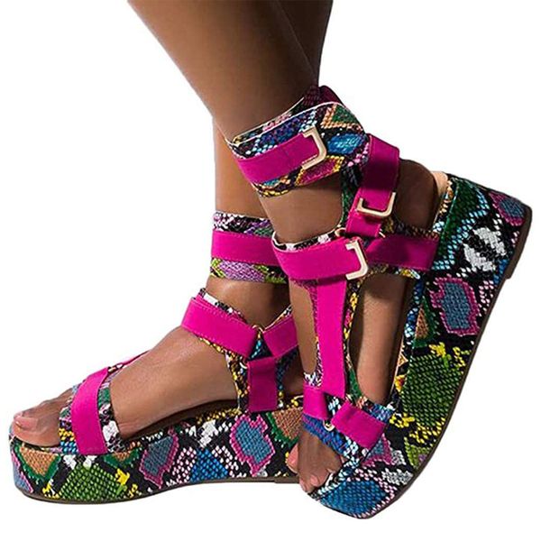 

new womens platform sandals open toe shoes thick bottom flat anti-slip for beach summer, Black