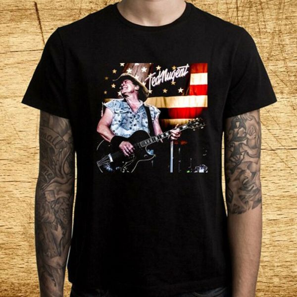 

new ted nugent american singer tour logo men's black t-shirt size s-3xl