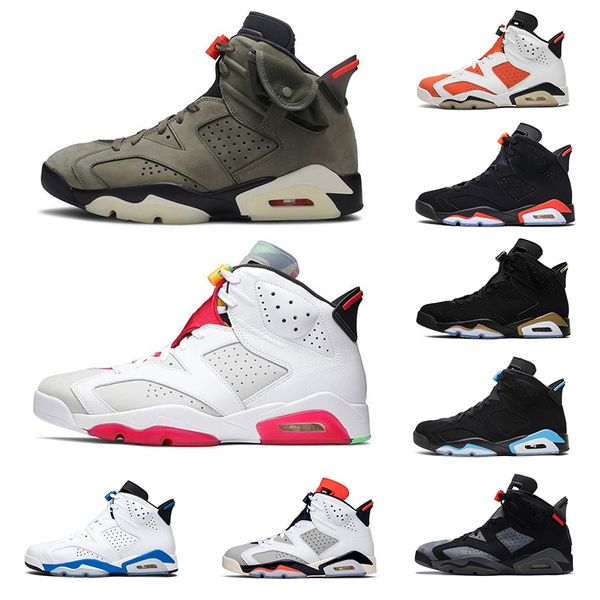 

men baketball shoes 6 travis 6s infrared hare unc tinker washed denim gatorade iron grey outdoors athletic sneaker sports men trainers, White;red