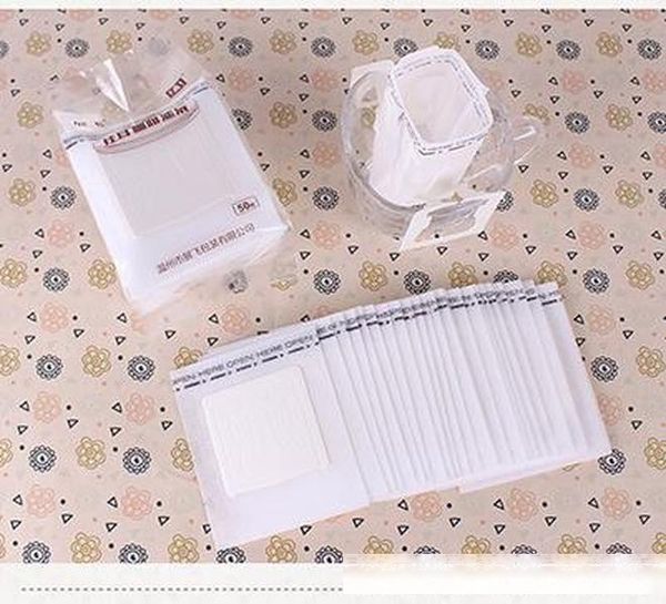 

50pcs / pack drip coffee filter bag portable hanging ear style coffee filters paper home office travel brew coffee and tea tools