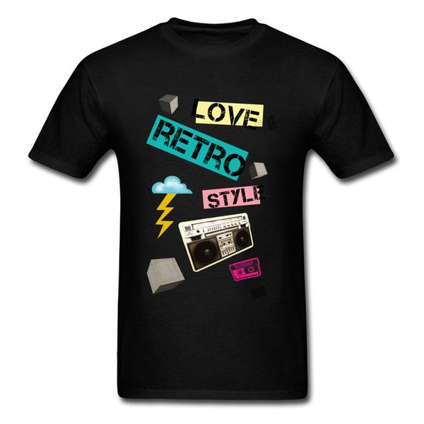 

love retro style t-shirts men 3d printed summer shirt gift shirts round neck cotton radio record tshirt