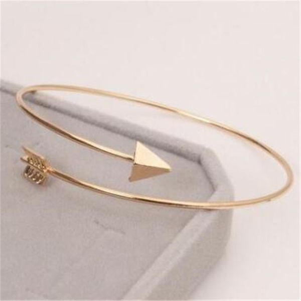 

new fashion punk women ladies arrow bangle cuff trend bracelets jewelry open adjustable arrow bracelet bangles for lady gift, Black