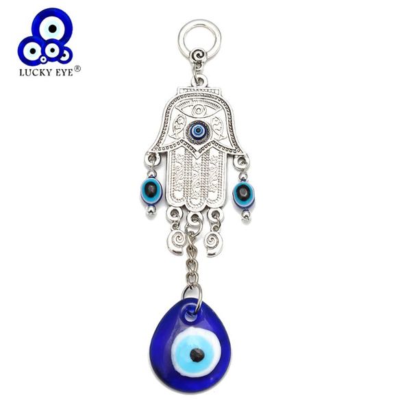 

lucky eye фатима хамса рука синий сглаз подвеска гобелен сплав key chain украшения для ey1066 office home living room, Silver