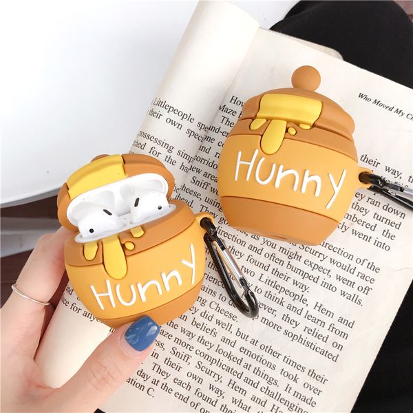 

airpods1/2 case wireless bluetooth headset protective cover is suitable for airpods pro case cute silicone anti-drop cartoon honey pot