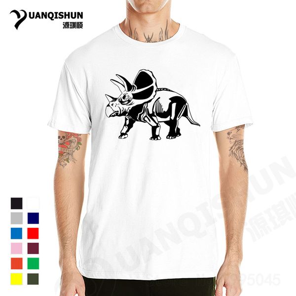 

yuanqishun leisure tshirt 2017 new cartoon dinosaur t shirt tricera dinosaur printing t-shirt summer 100% cotton tee