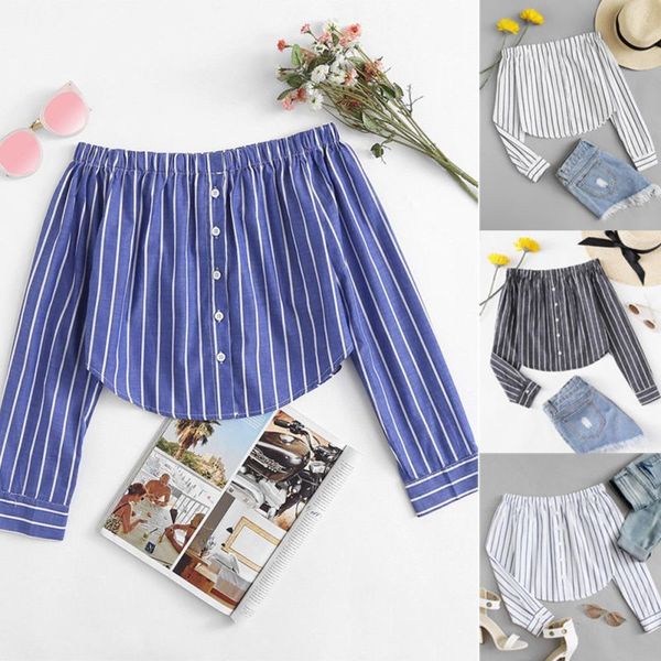 

women's blouses & shirts women shirt long sleeves for office work and 2021 female autumn blusa feminina slash neck striped, White