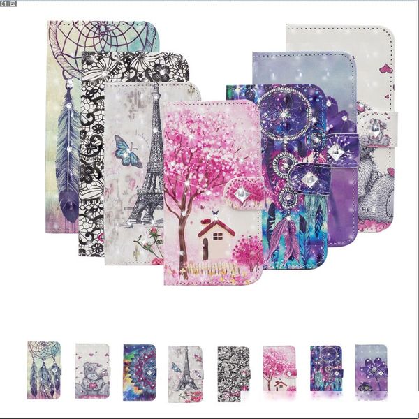 

3d bling diamond cases for redmi 8a note 8 pro xiaomi cc9 cc9e k20 7a 8 lite note7 leather wallet holder flower lace eiffel tower flip cover