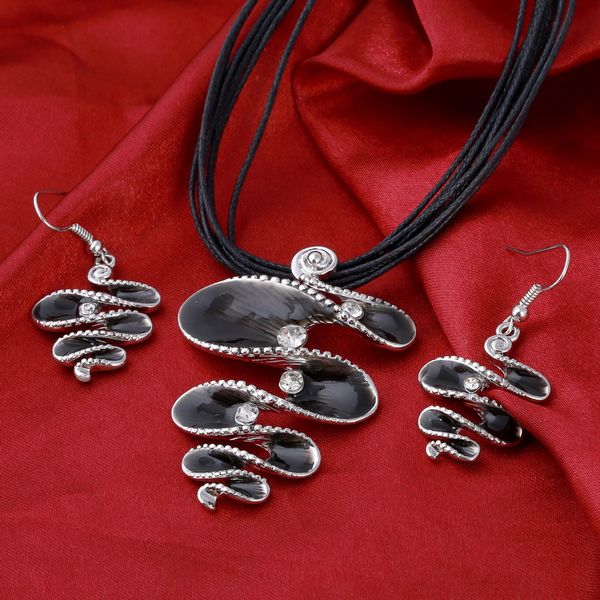 

minhin classic jewelry set fashion spiral design antique pendant rope necklace sets wholesale charm jewelry set, Silver