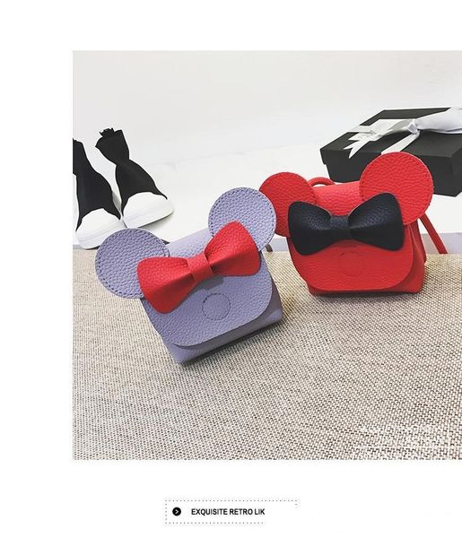 

new kids handbags new girls cute pu leather shoulder messenger bag animal ear children cartoon bowknot handbag tote mini crossbody bags