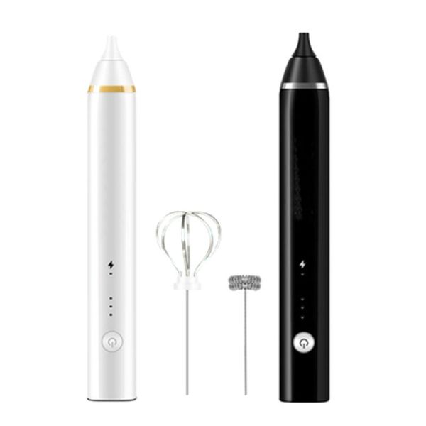 

rechargable double spring whisk head electric milk frother mixer for coffee