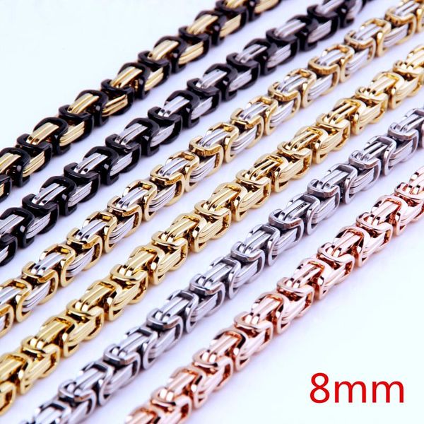 

7"-40" size 8mm width for choose silver color stainless steel byzantine box chain men's boy's necklaces or bracelet