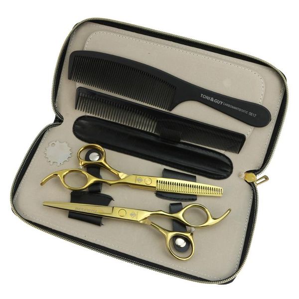 

hair scissors 6 inch japanese steel golden and comb case hairdresser professional