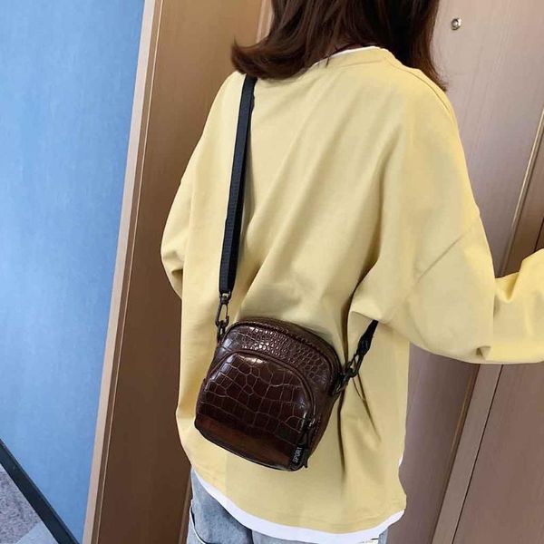 

mini handbag women korean style crocodile pattern shoulder messenger bag elegant ladies fashion simple phone bag simple style