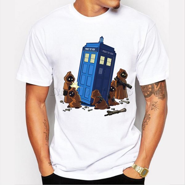 

2018 new arrivals men's the doctor design t shirt police box printed short sleeve tees