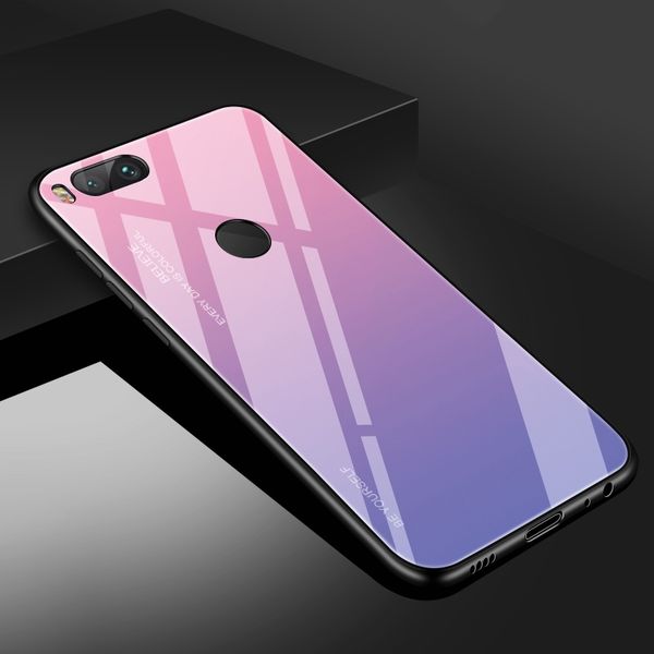 

gradient tempered glass phone soft edge back case for xiaomi redmi pocophone f1 note 7 6 pro 6x a2 8 9 se lite