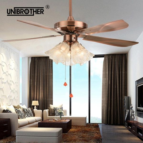 

electric fans america type ceiling fan lamp 110v dimming light with remote control 220v 42 inch bedroom living room retro decoration lightin