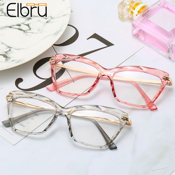 

fashion sunglasses frames elbru leopard print glasses frame resin metal butterfly flat lens spectacles full plain eyeglasses unisex, Black
