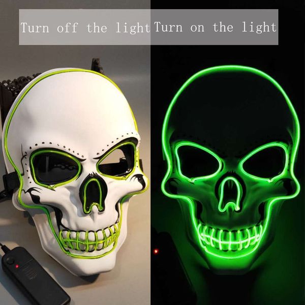 

halloween led mask party costume ghost head glow masker masquerade props cosplay toys horror festival decoration t200622