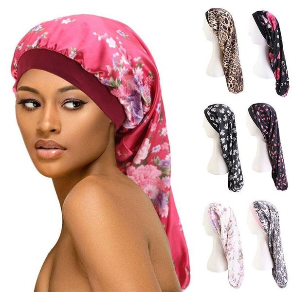 

мода женщины печатных цветов упругих bonnet сон волосы тюрбан cap длинные пробки bonnet красоты уход за волосы hat мусульманская индия шляпа, Blue;gray